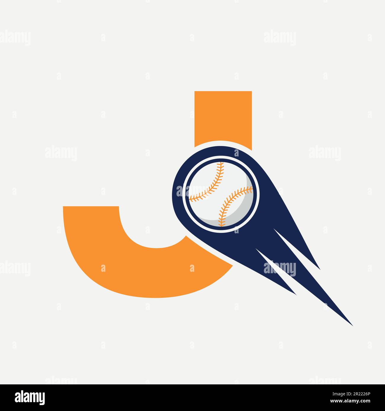Letter J Baseball Logo Concept With Moving Baseball Icon Vector