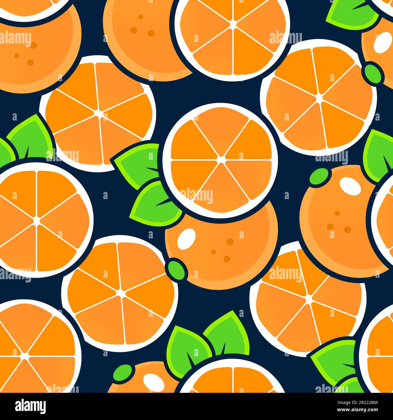 Tropical seamless pattern with oranges. Fruit repeated background. Vector bright print for fabric Stock Vector