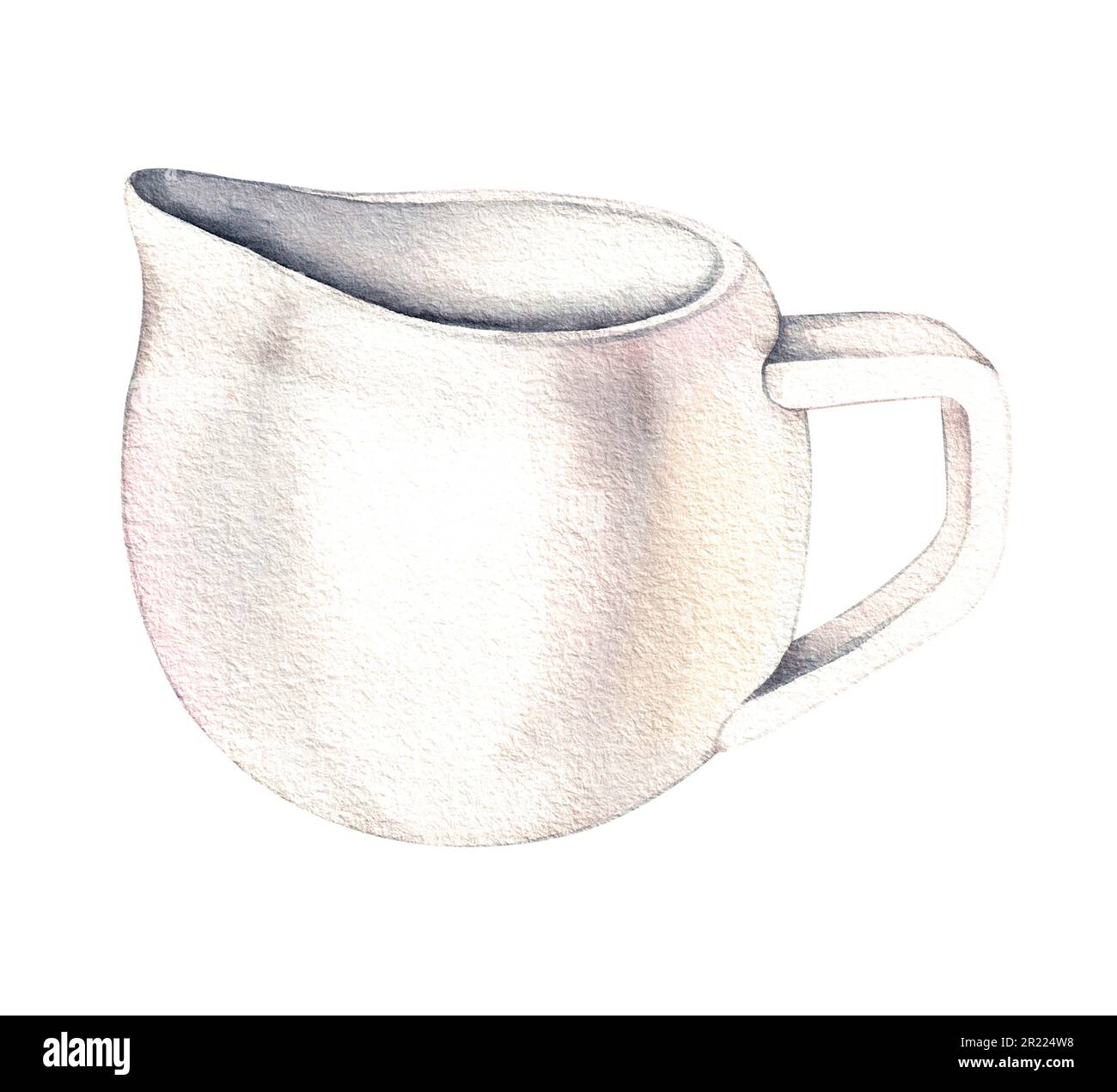 a white ceramic milk pot on a white background Stock Photo - Alamy