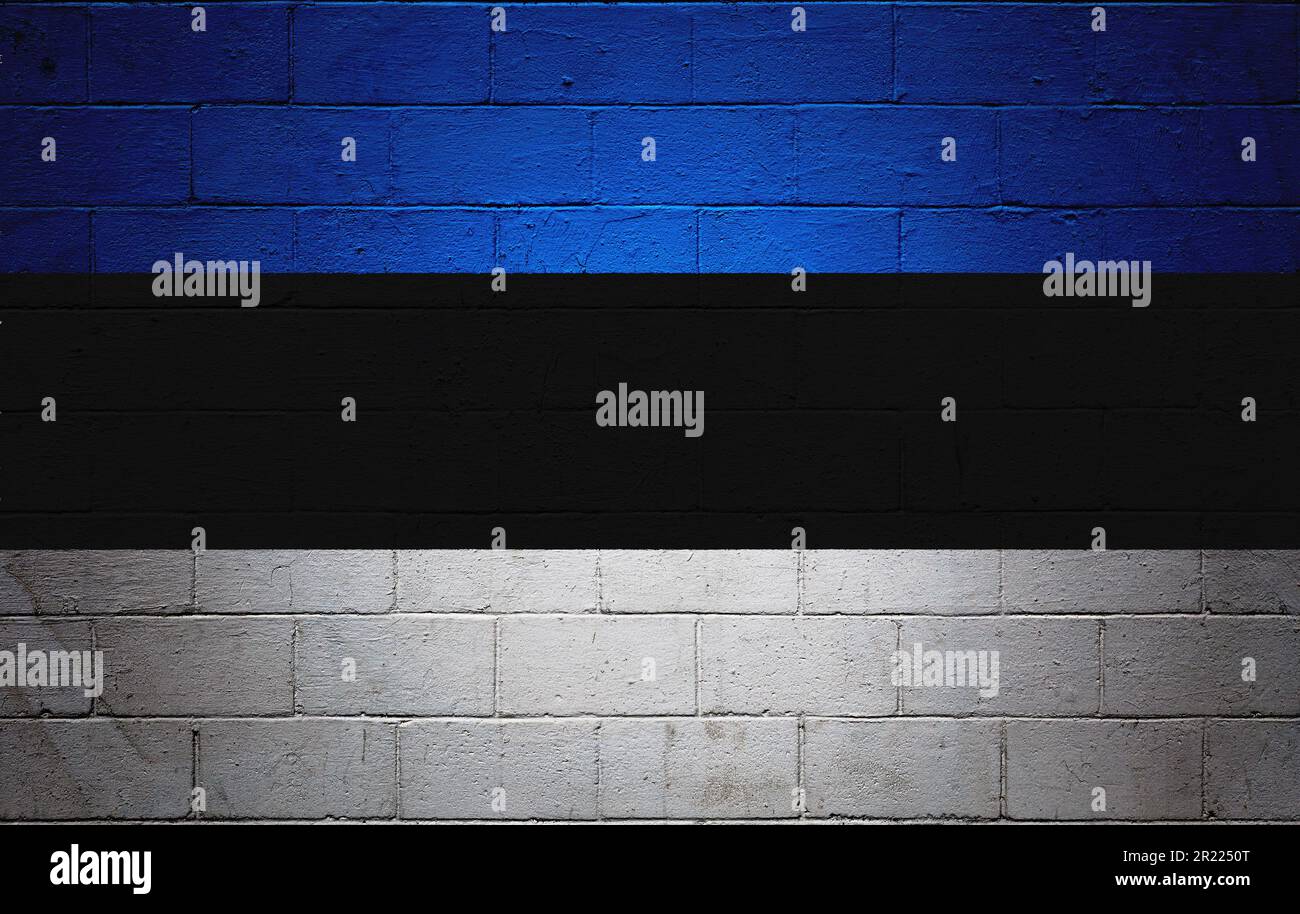 Flag of Estonia painted on a cinder block wall Stock Photo - Alamy