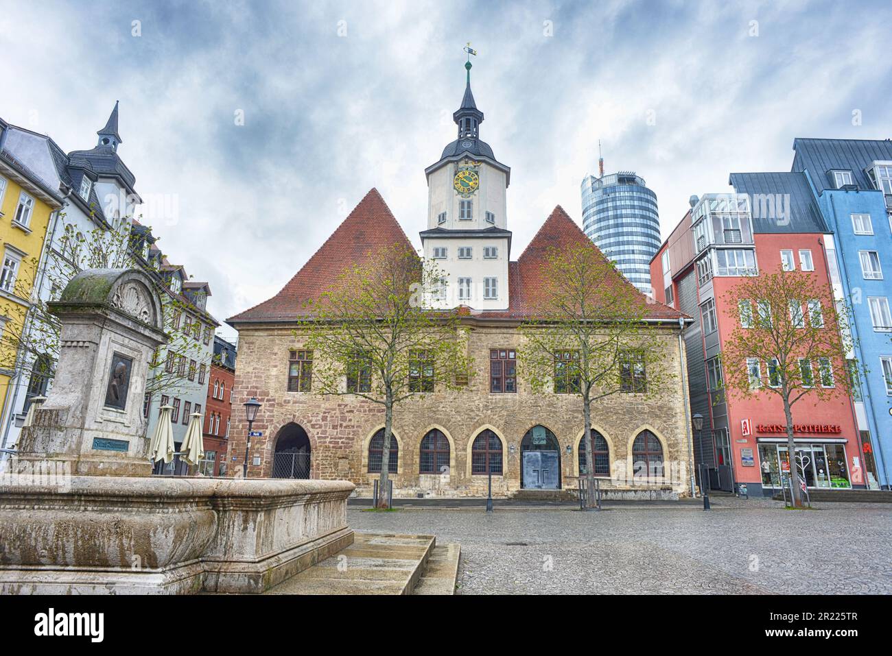 Jena, Germany, town hall and market square with historical well Stock Photo Alamy