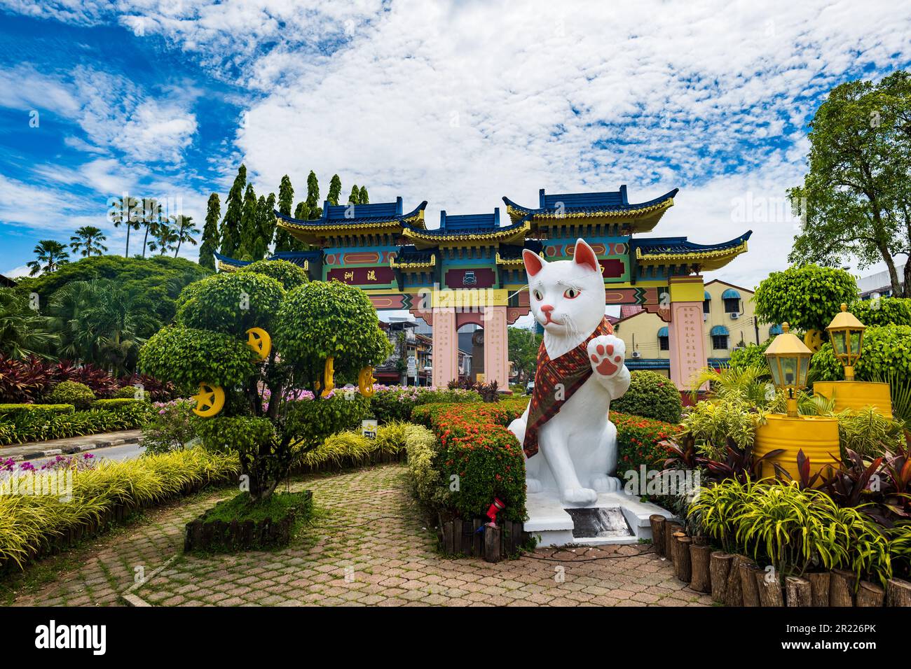 Kuching, Malaysia May 2023 Kuching Great White cat statue, in front