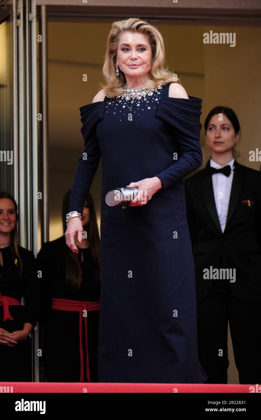 Cannes, France. 16th May, 2023. Catherine Deneuve photographed at the Red Carpet for opening ceremony featuring the film Jeanne Du Barry during the 76th Cannes International Film Festival at Palais des Festivals in Cannes, France Picture by Julie Edwards/Alamy Live News Stock Photo