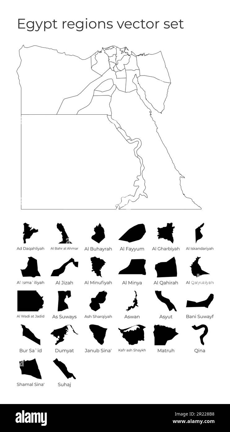 Egypt map with shapes of regions. Blank vector map of the Country with