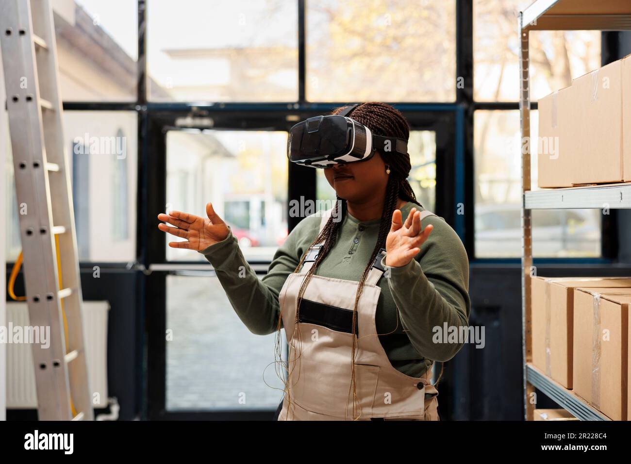 African american warehouse employee wearing hi-res stock photography ...