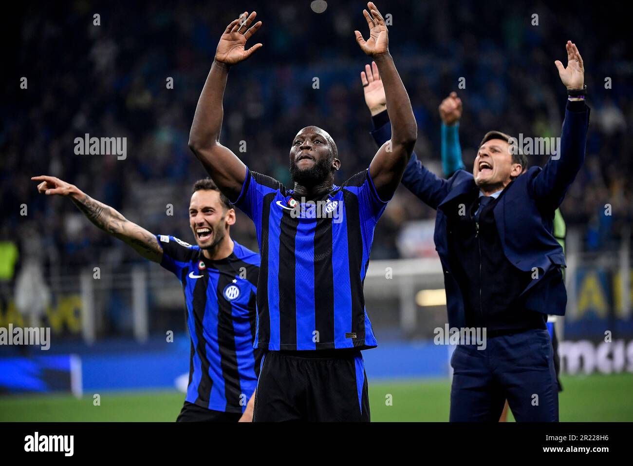 Milan, Italy. 16th May, 2023. Hakan Calhanoglu, Romelu Lukaku And ...