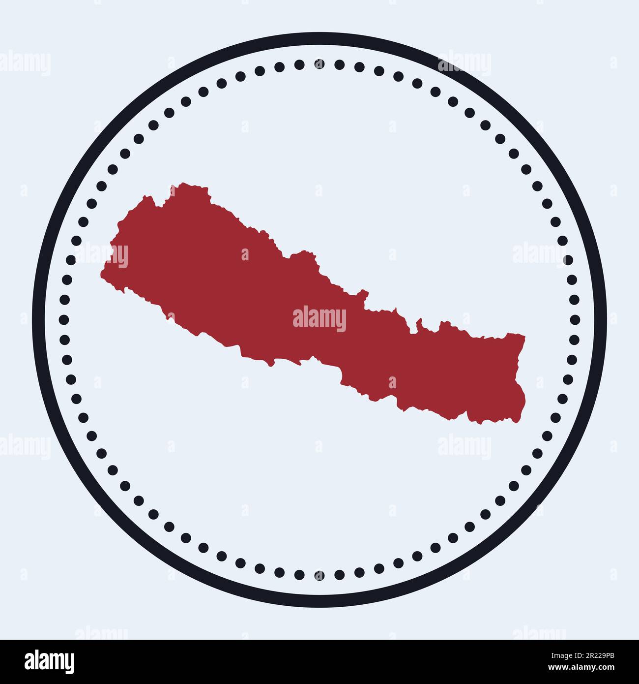 Nepal round stamp. Round logo with country map and title. Stylish