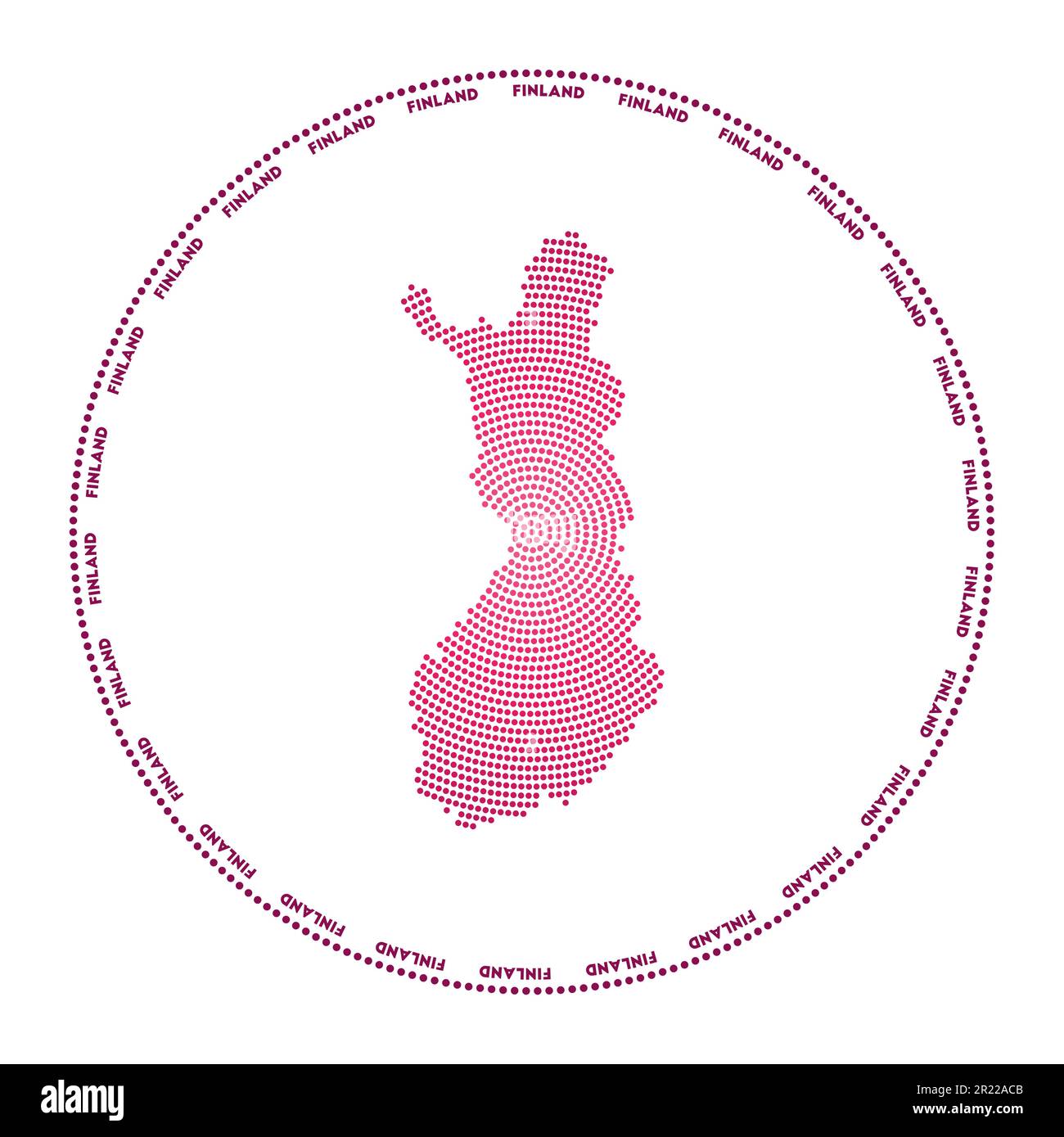 Finland round logo. Digital style shape of Finland in dotted circle ...