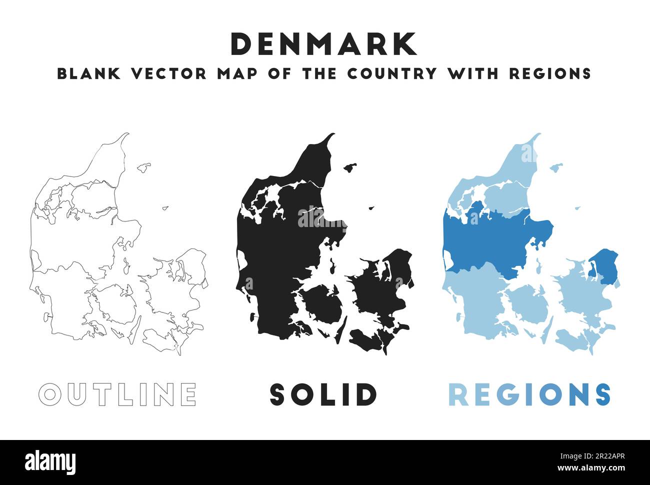 Denmark map. Borders of Denmark for your infographic. Vector country shape. Vector illustration