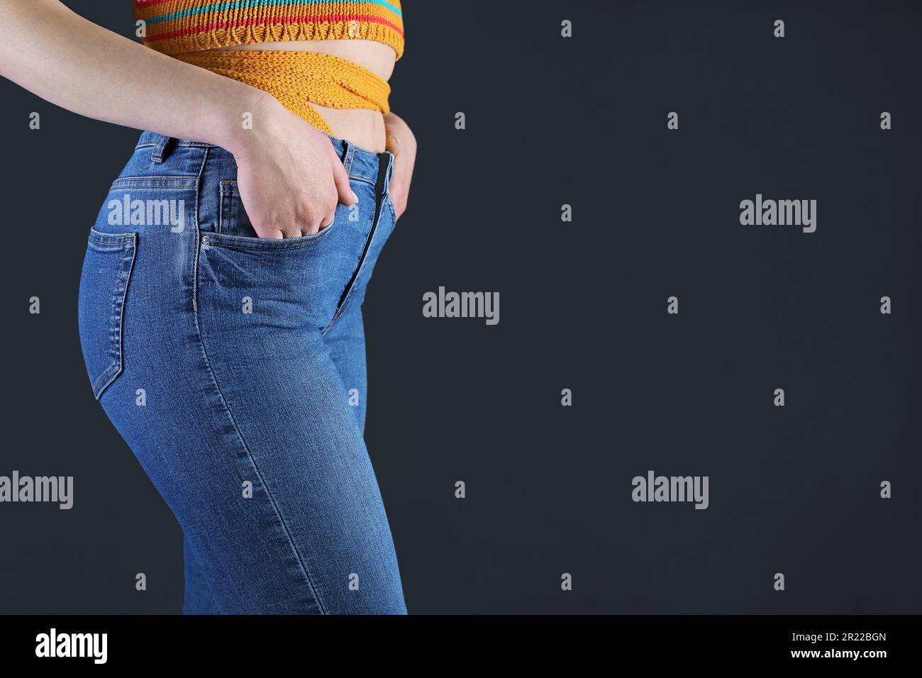 Slim Young Woman Oversize Jeans Posing Stock Photo 1507926773