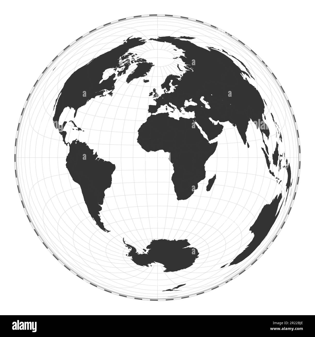 Vector world map. Lambert azimuthal equal-area projection. Plain world ...