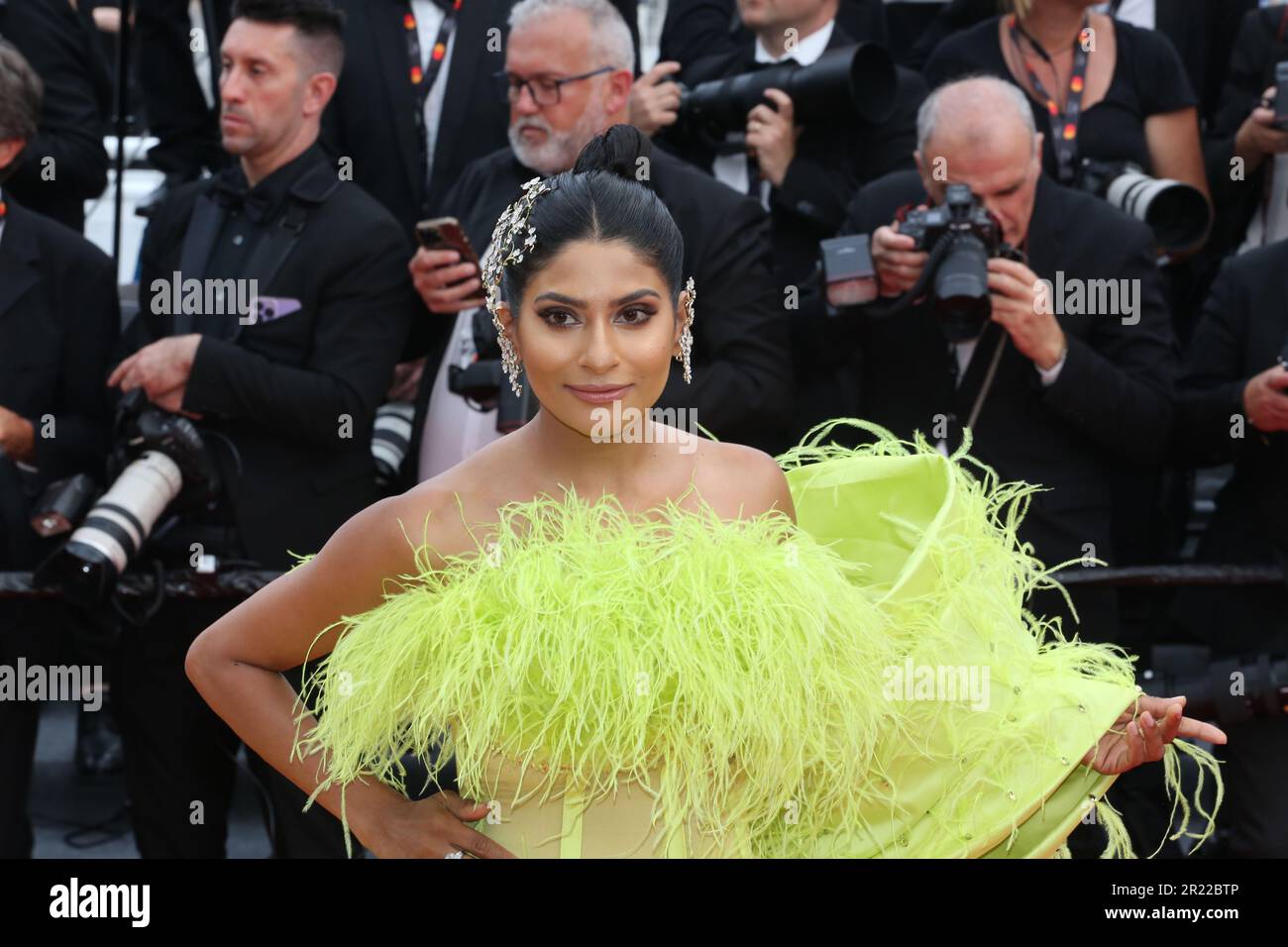 Cannes, France, 16th May, 2023. Farhana Bodi on the red carpet at the