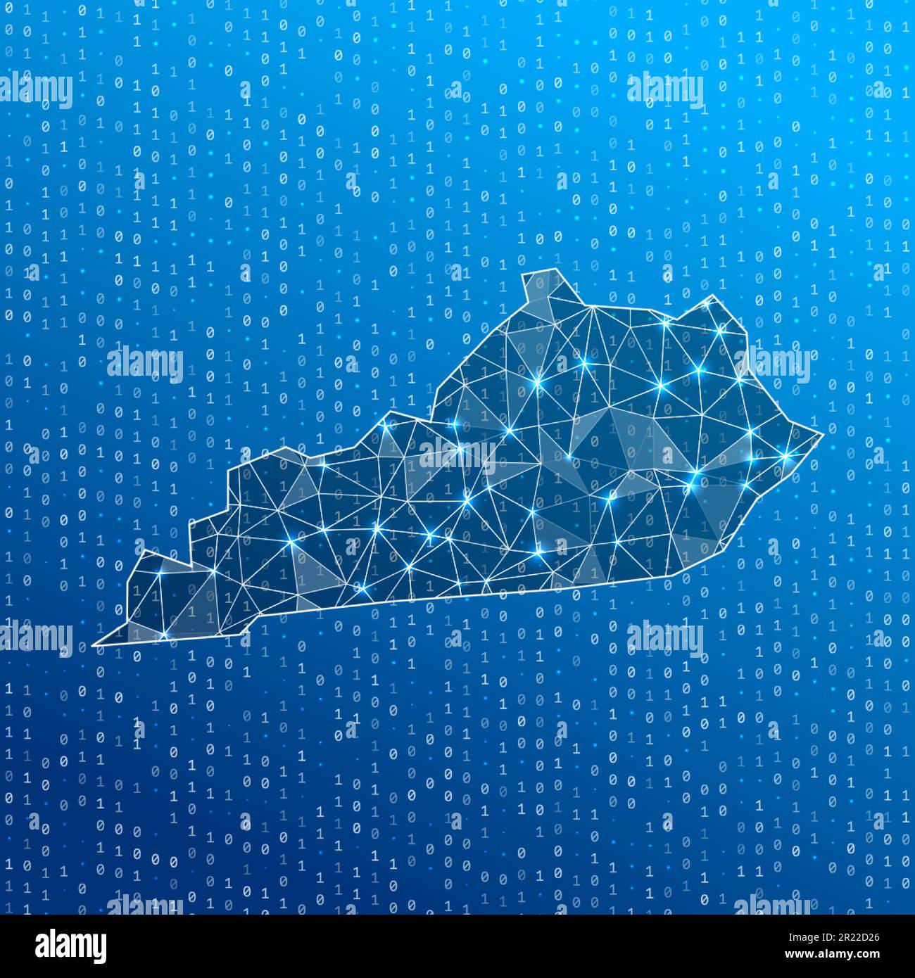 Network map of Kentucky. Us state digital connections map. Technology