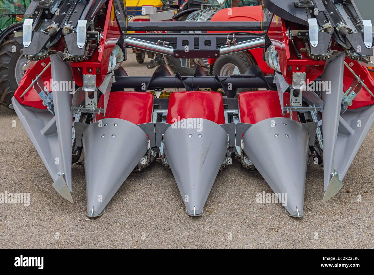 Corn Head Attachment at Combine Harvester Machine Farming Stock Photo