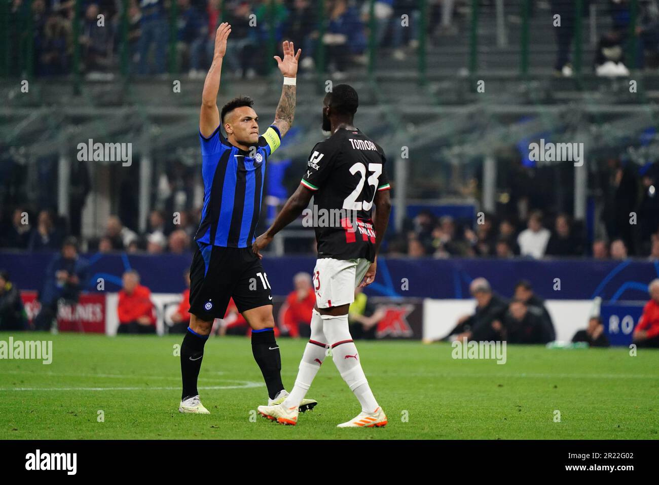 Milan, Italy - 16/05/2023, Lautaro Martinez (FC Inter) during the UEFA Champions League, Semi-finals, 2nd leg football match between FC Internazionale and AC Milan on May 16, 2023 at Giuseppe Meazza stadium in Milan, Italy - Credit: Luca Rossini/E-Mage/Alamy Live News Stock Photo