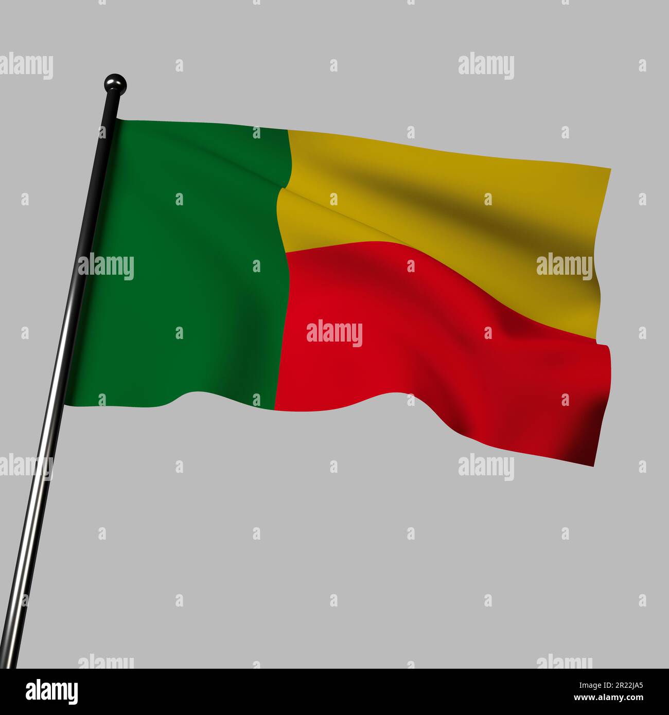 The flag of Benin, with its two horizontal stripes of yellow and green ...