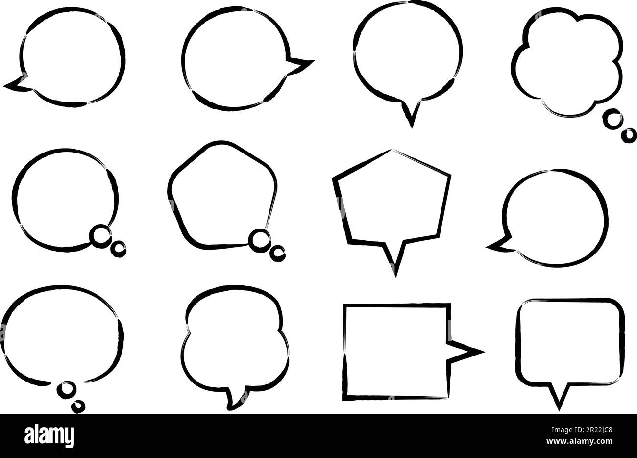 Set of hand-drawn speech bubbles for a comic design, vector ...
