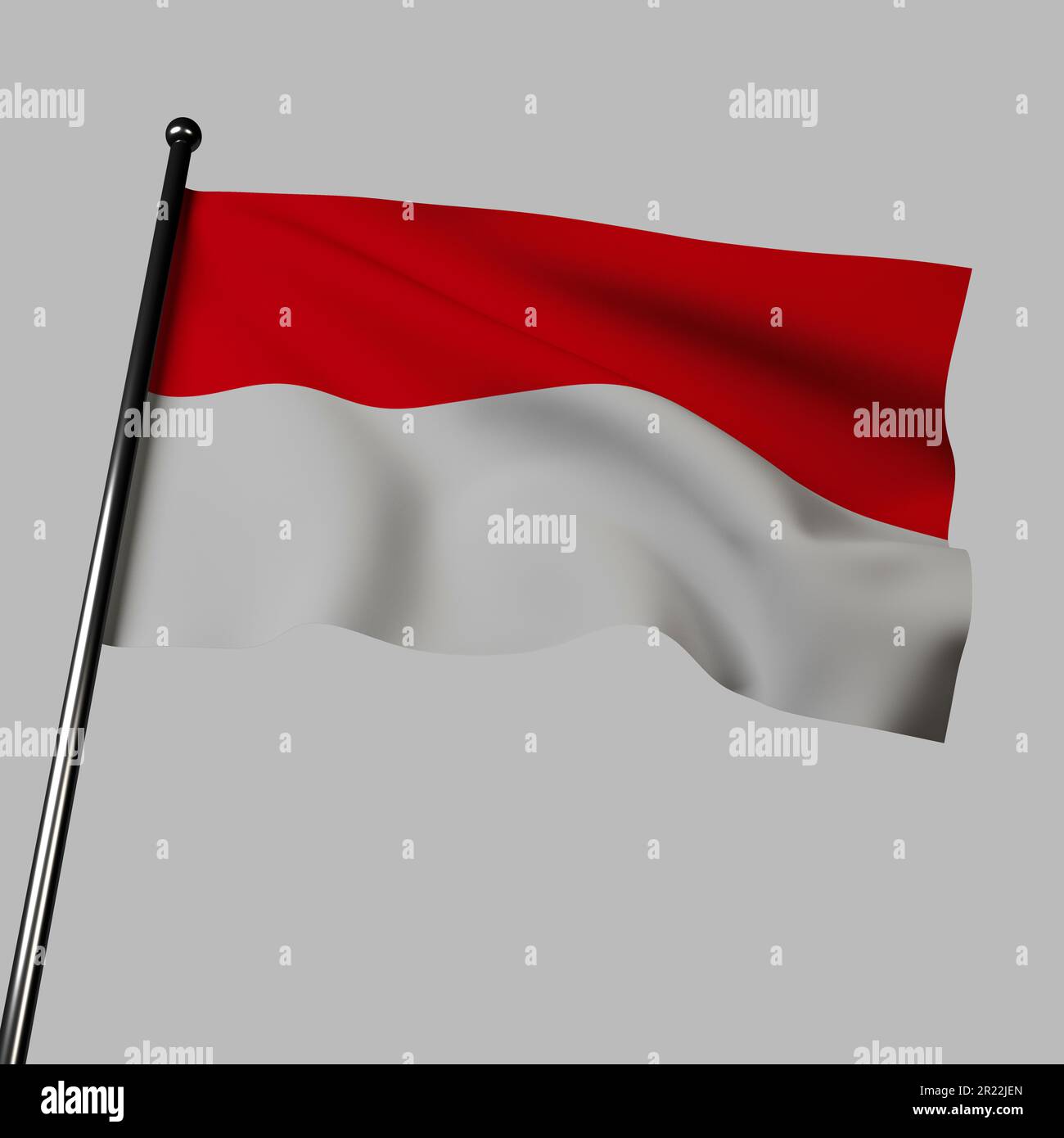 The Monaco flag gently waving against a neutral gray backdrop. 3D ...