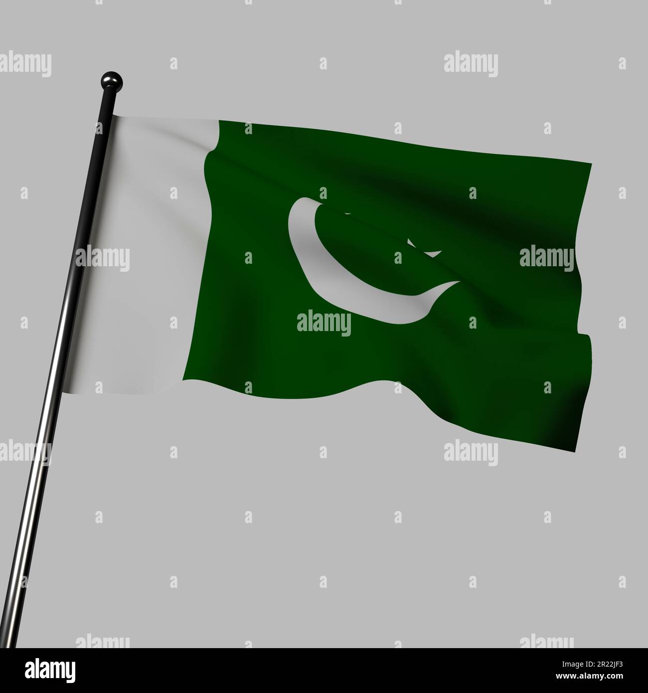 Pakistan flag, green with white stripe, crescent moon, and star
