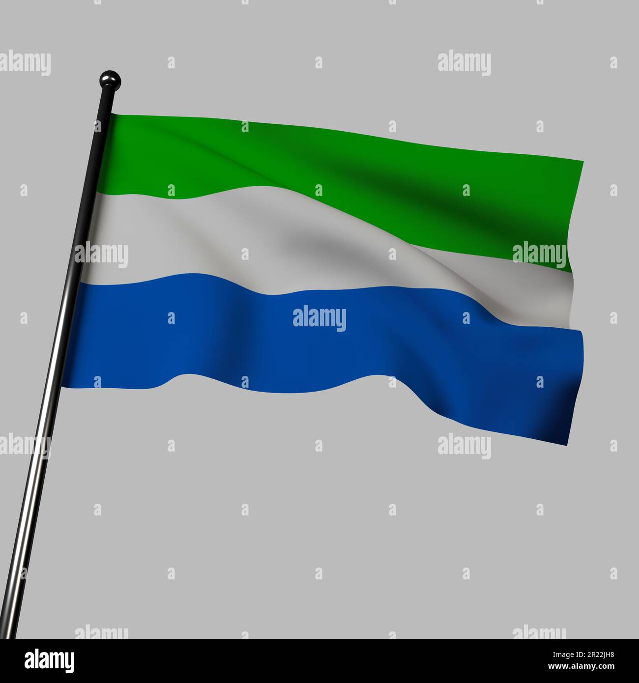 3D illustration of the flag of Sierra Leone waving in the wind ...