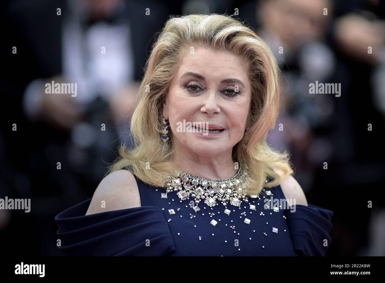 Cannes, France. 16th May, 2023. Catherine Deneuve attends the Opening Gala and premiere of Jeanne du Barry at the 76th Cannes Film Festival at Palais des Festivals in Cannes, France on Tuesday, May 16, 2023. Photo by Rocco Spaziani/ Credit: UPI/Alamy Live News Stock Photo