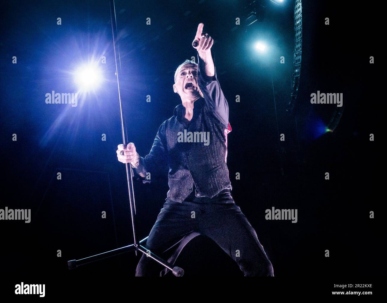 Depeche Mode performing live in Amsterdam on 16 May 2023, opening their European Tour Stock Photo