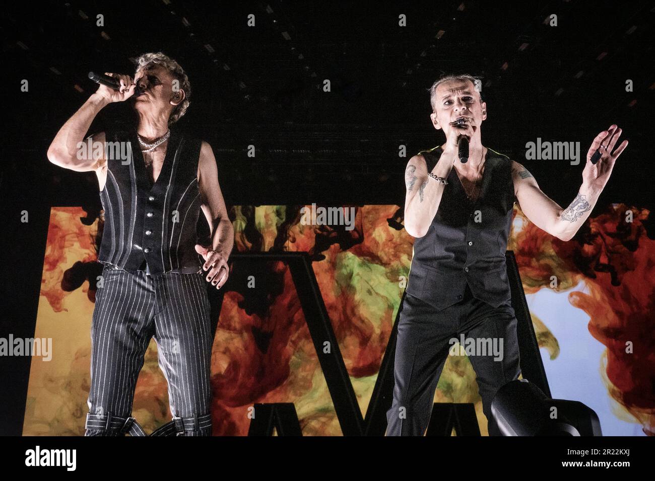Depeche Mode performing live in Amsterdam on 16 May 2023, opening their European Tour Stock Photo