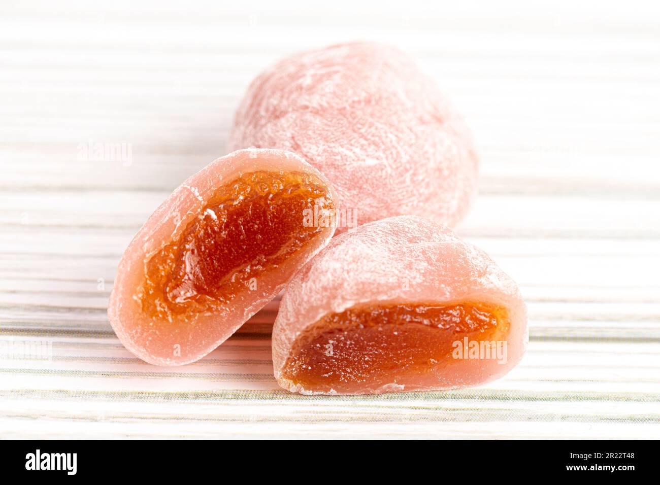 Passion Fruit Boba Mochi on a Wooden Background Stock Photo Alamy