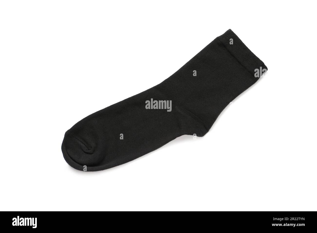 Black sock isolated on white, top view Stock Photo Alamy