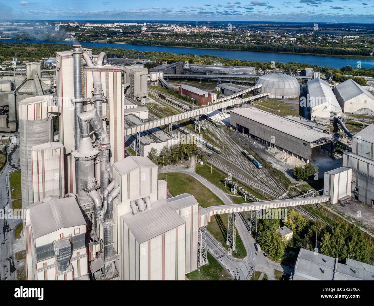 High tech cement plant in process of making cement and lime Stock Photo Alamy