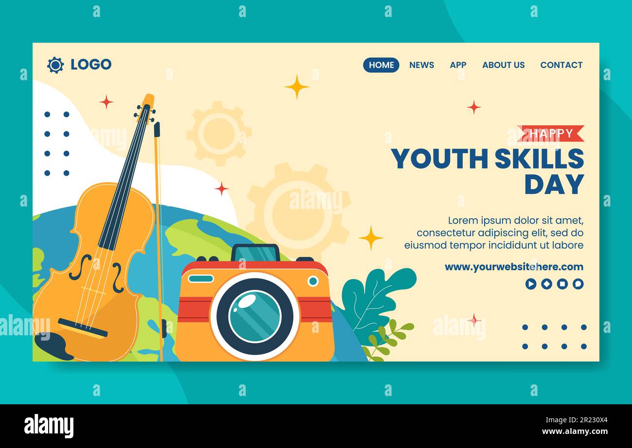 World Youth Skills Day Social Media Landing Page Illustration Flat Cartoon Hand Drawn Template Stock Vector