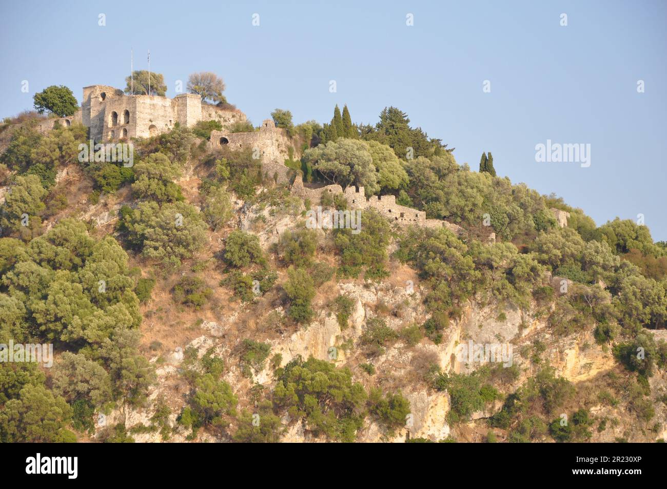 Beautiful Venetian castle in Parga Greece perched on top of a hill Stock Photo