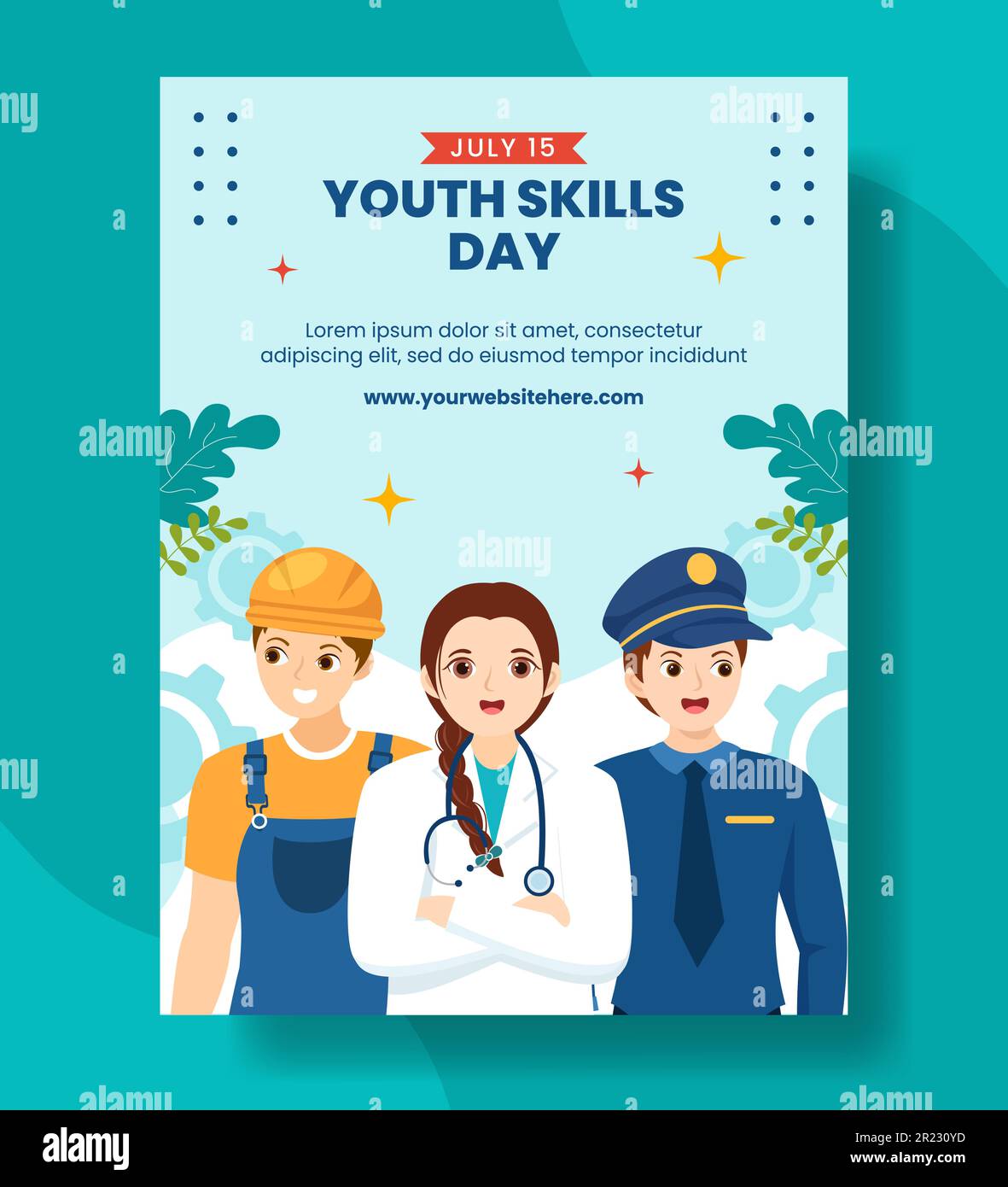World Youth Skills Day Vertical Poster Illustration Flat Cartoon Hand Drawn Templates Background Stock Vector