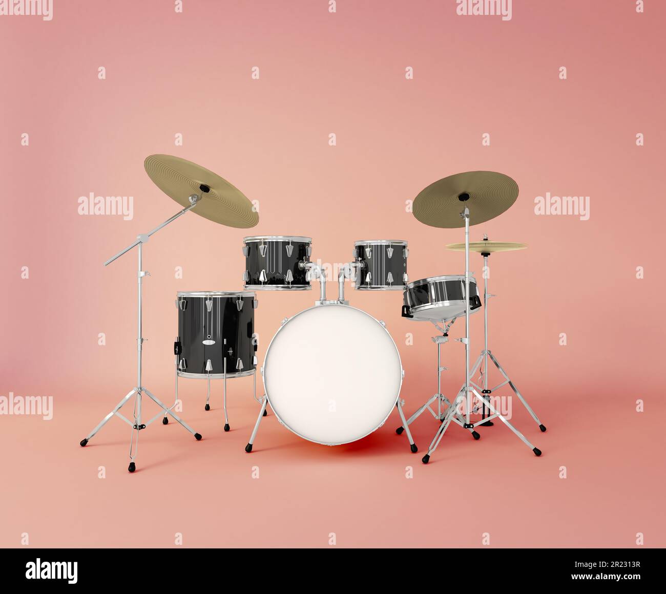 Front view of a musical drum set on a simple abstract background, ideal for music and drum lovers. Awesome Noise Maker Musician Band Music Lover Gift Stock Photo