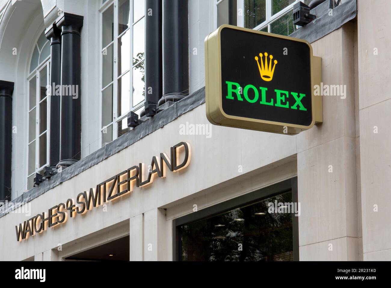 London, UK - May, 9, 2023 : Rolex sign outside a store in London. Rolex is  a luxury watchmaker founded in 1955 by Hans Wilsdorf and Alfred Davis Stock  Photo - Alamy