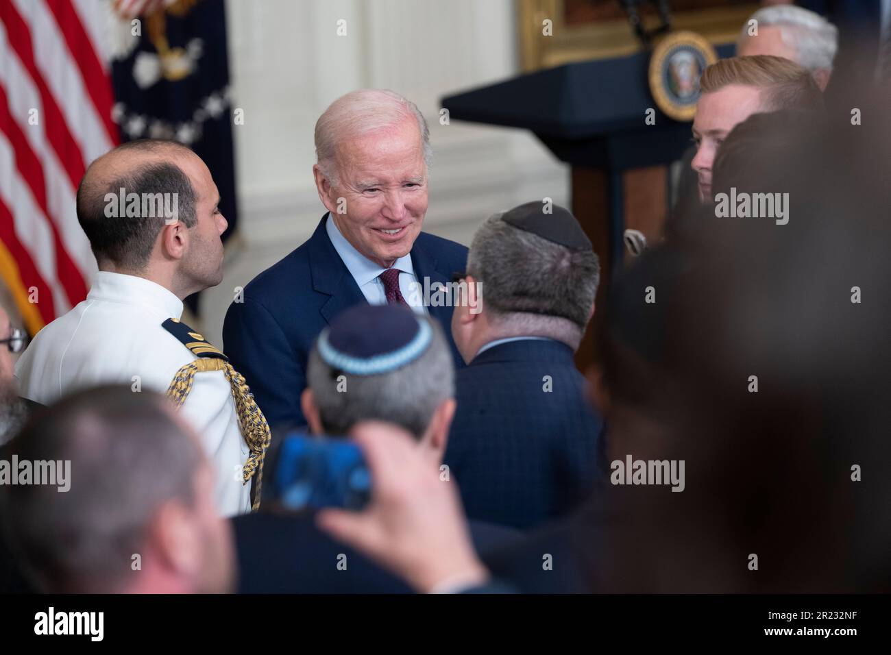 United States President Joe Biden participates in an Jewish American