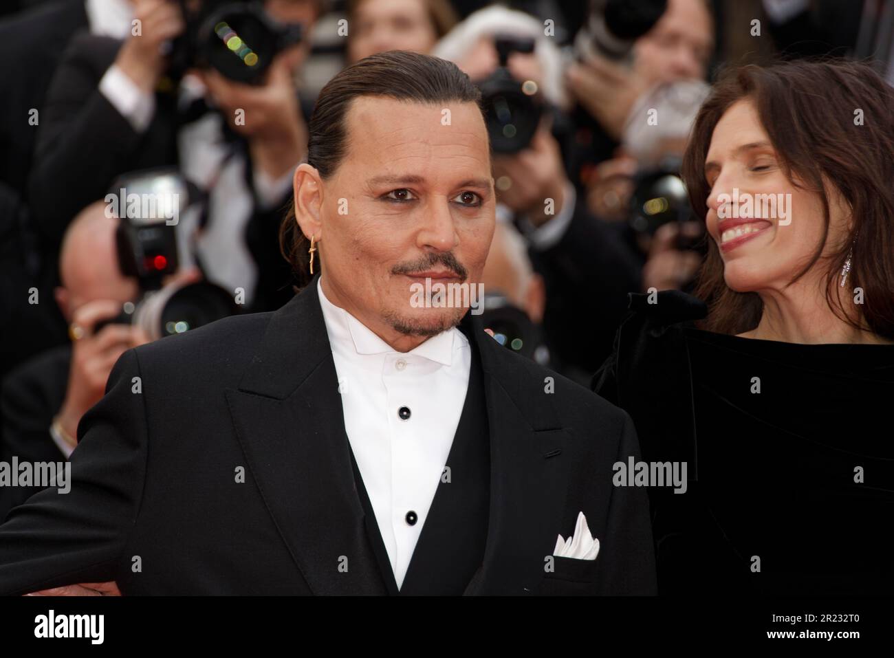 Cannes, France. 16th May, 2023. Johnny Depp and Maïwenn walk the first