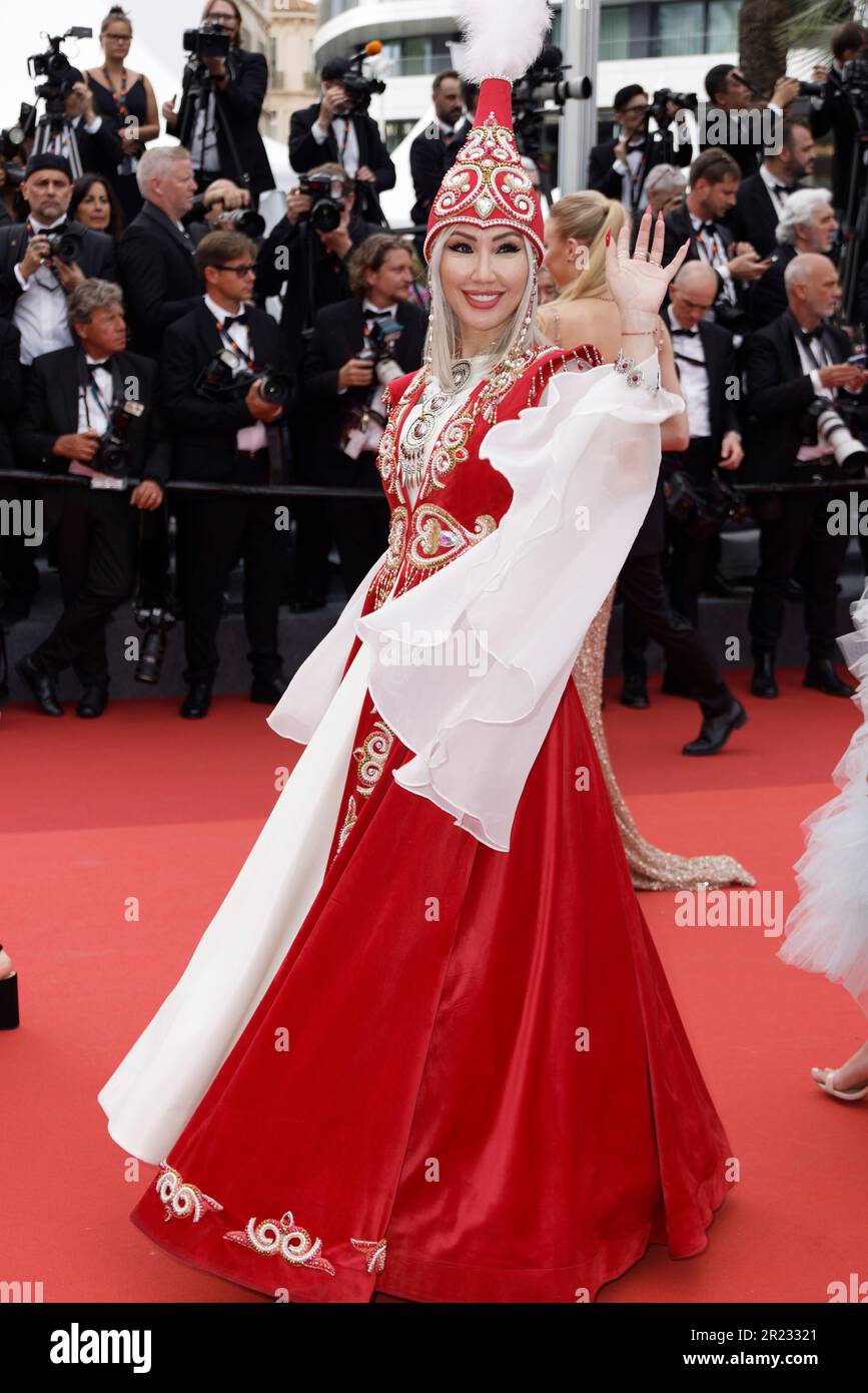 Cannes, France. 16th May, 2023. Aliia Roza walk the first red carpet of