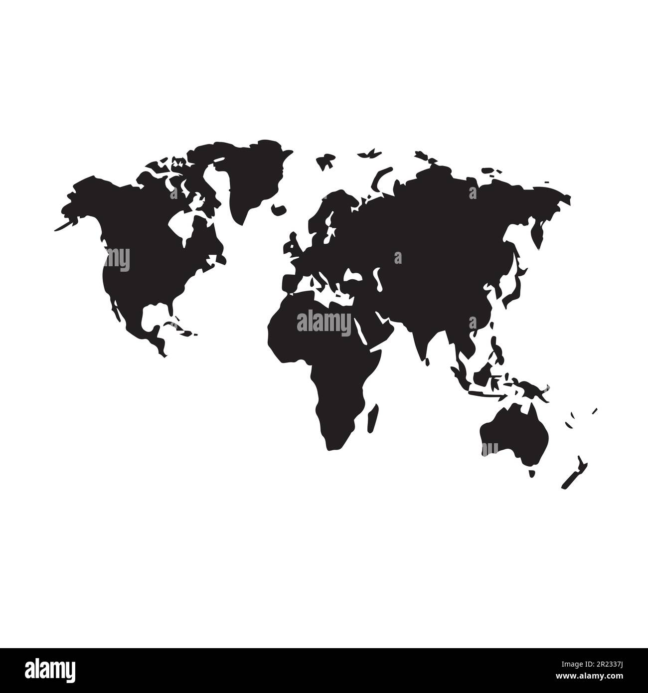Black map of the world silhouette vector illustration. Stock Vector