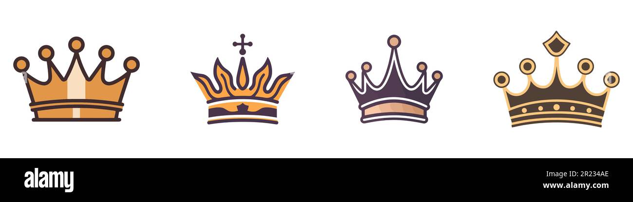 Vector collection of creative king and queen crowns symbols or logo ...