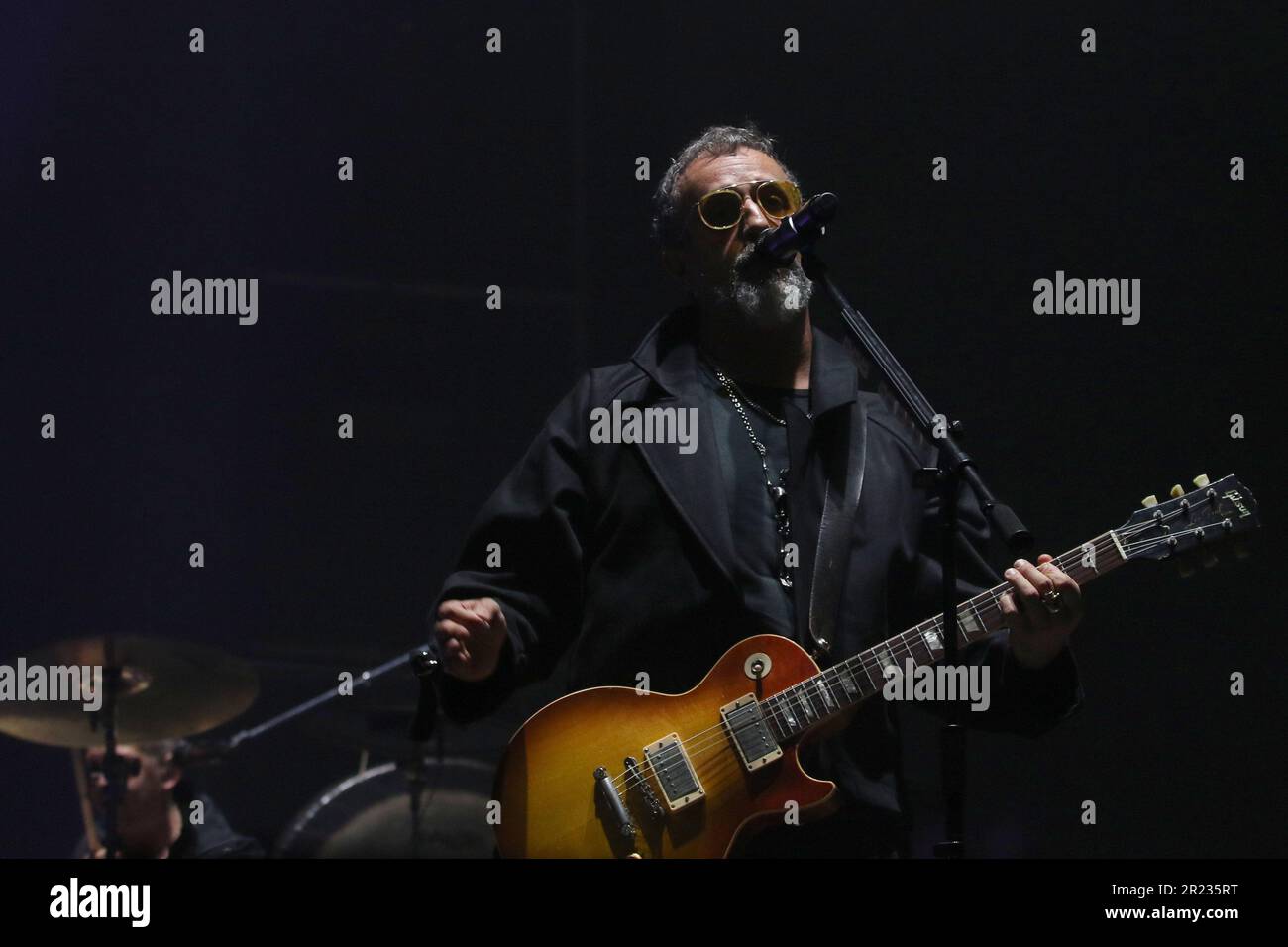 May 12, 2023, Mexico City, Mexico: Ismael 'Tito' Fuentes member of Mexican band Molotov performs on stage as part of their ‘EstallaMolotov’ tour at Foro Sol. on May 12, 2023 in Mexico City, Mexico. (Photo by Ismael Rosas/ Eyepix Group) Stock Photo