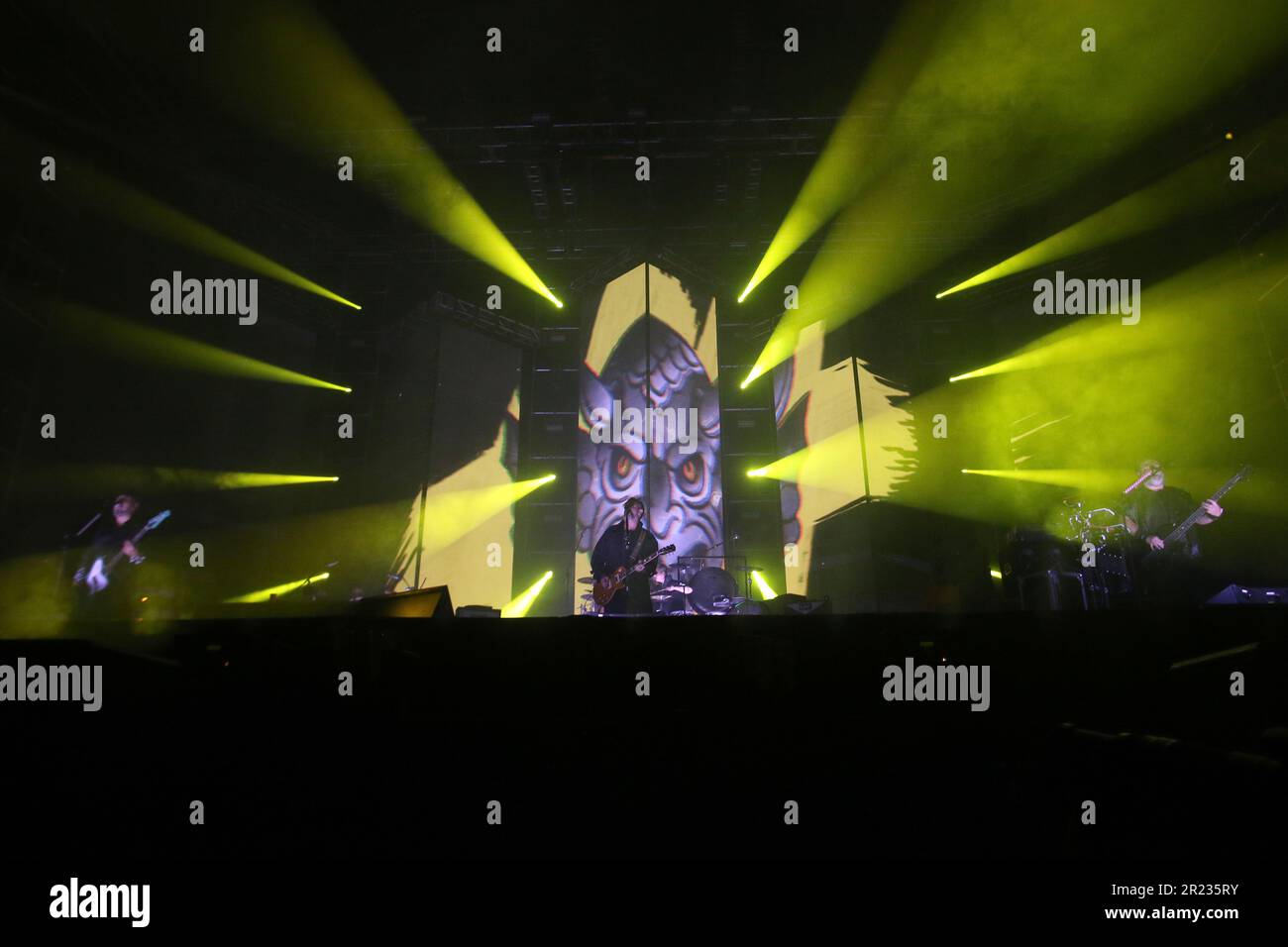 May 12, 2023, Mexico City, Mexico: Ismael 'Tito' Fuentes and Paco Ayala members of Mexican band Molotov performs on stage as part of their ‘EstallaMolotov’ tour at Foro Sol. on May 12, 2023 in Mexico City, Mexico. (Photo by Ismael Rosas/ Eyepix Group) Stock Photo