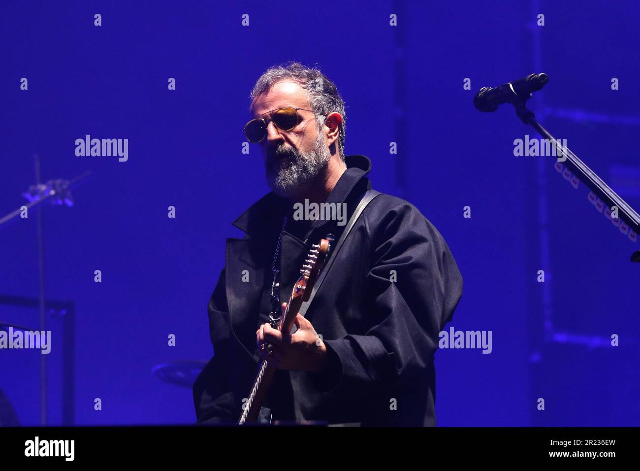 Mexico City, Mexico. 12th May, 2023. Ismael ''Tito'' Fuentes member of Mexican band Molotov performs on stage as part of their ''˜EstallaMolotov' tour at Foro Sol. on May 12, 2023 in Mexico City, Mexico. (Credit Image: © Ismael Rosas/eyepix via ZUMA Press Wire) EDITORIAL USAGE ONLY! Not for Commercial USAGE! Stock Photo