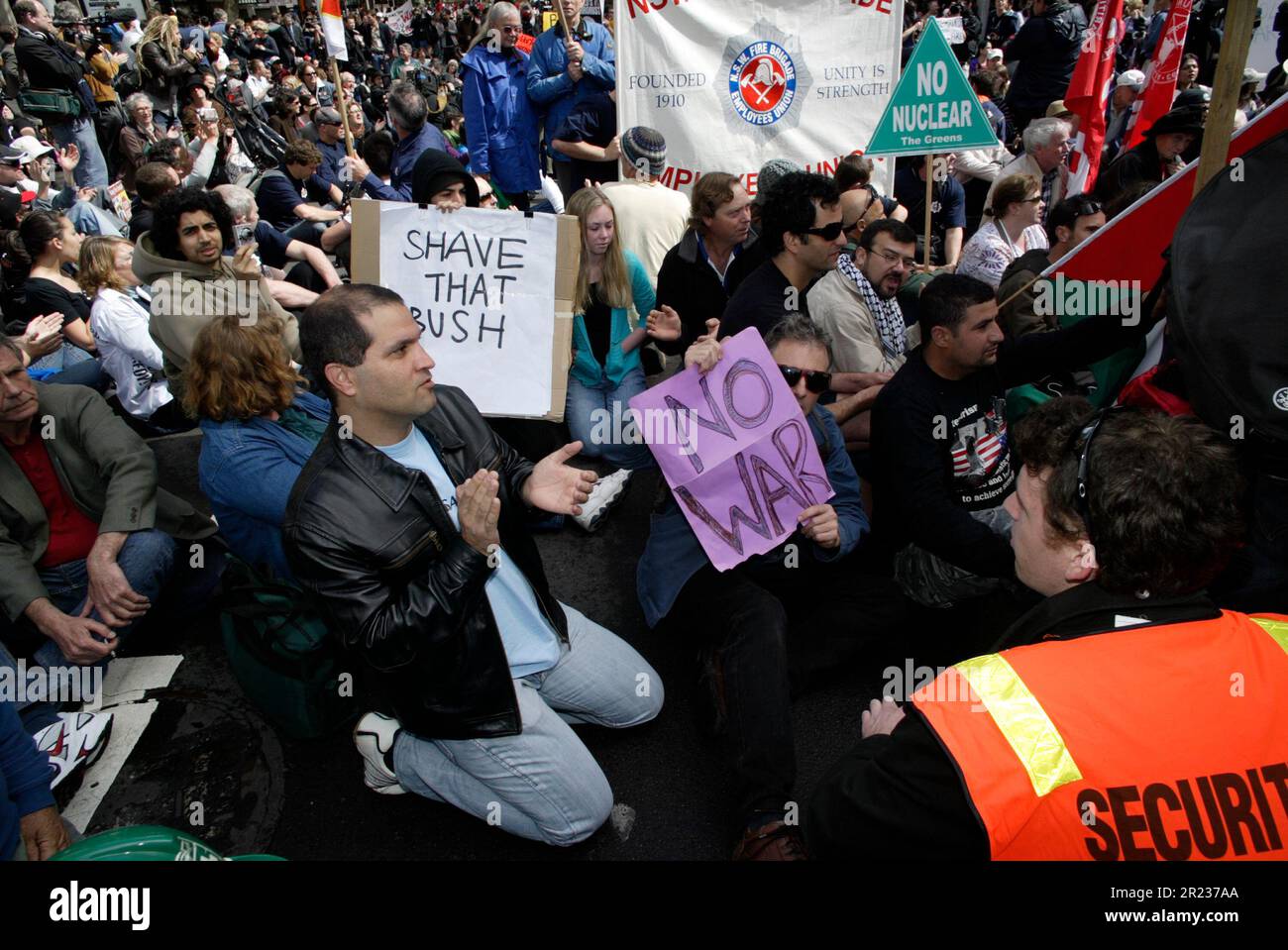 Athy Protest Anti-APEC and anti-Bush protesters conduct a sit-down rally on Park ...