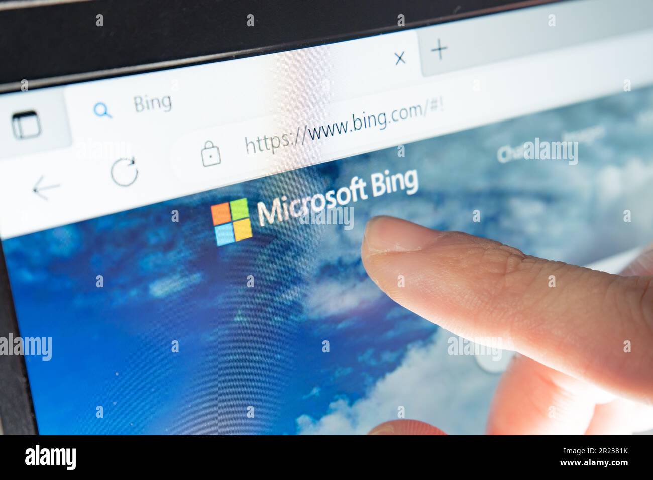 Bangkok, Thailand - April 18, 2023 : Microsoft Bing is a web search engine owned by Microsoft. Stock Photo