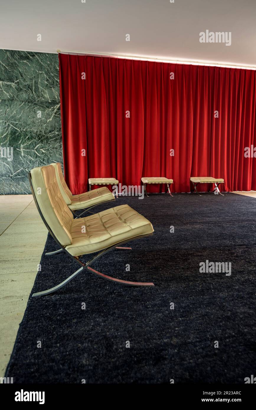 Barcelona chair (model MR90) made in 1929 by Lilly Reich and Ludwig