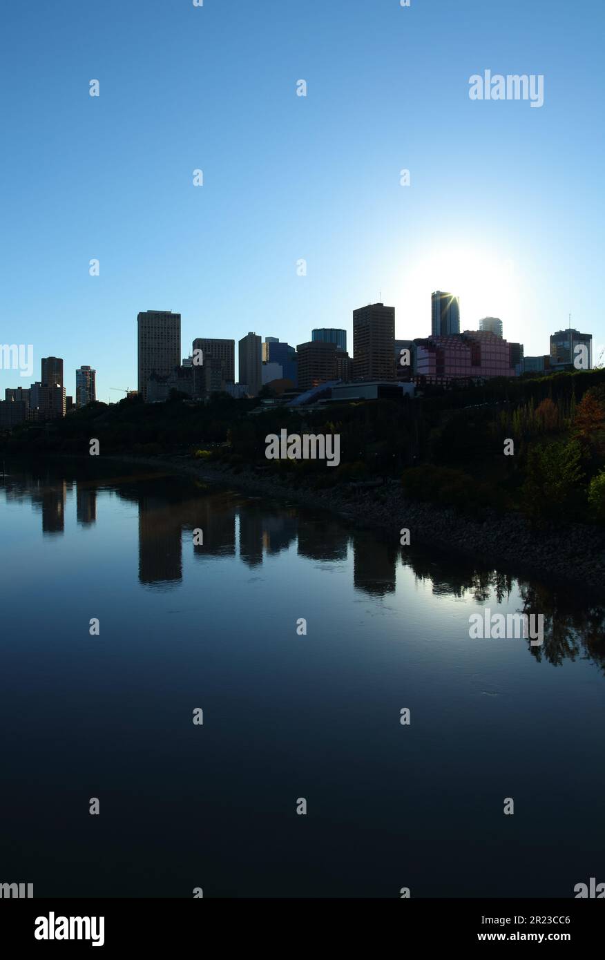 Silhouette of downtown Edmonton, Alberta, Canada. Stock Photo