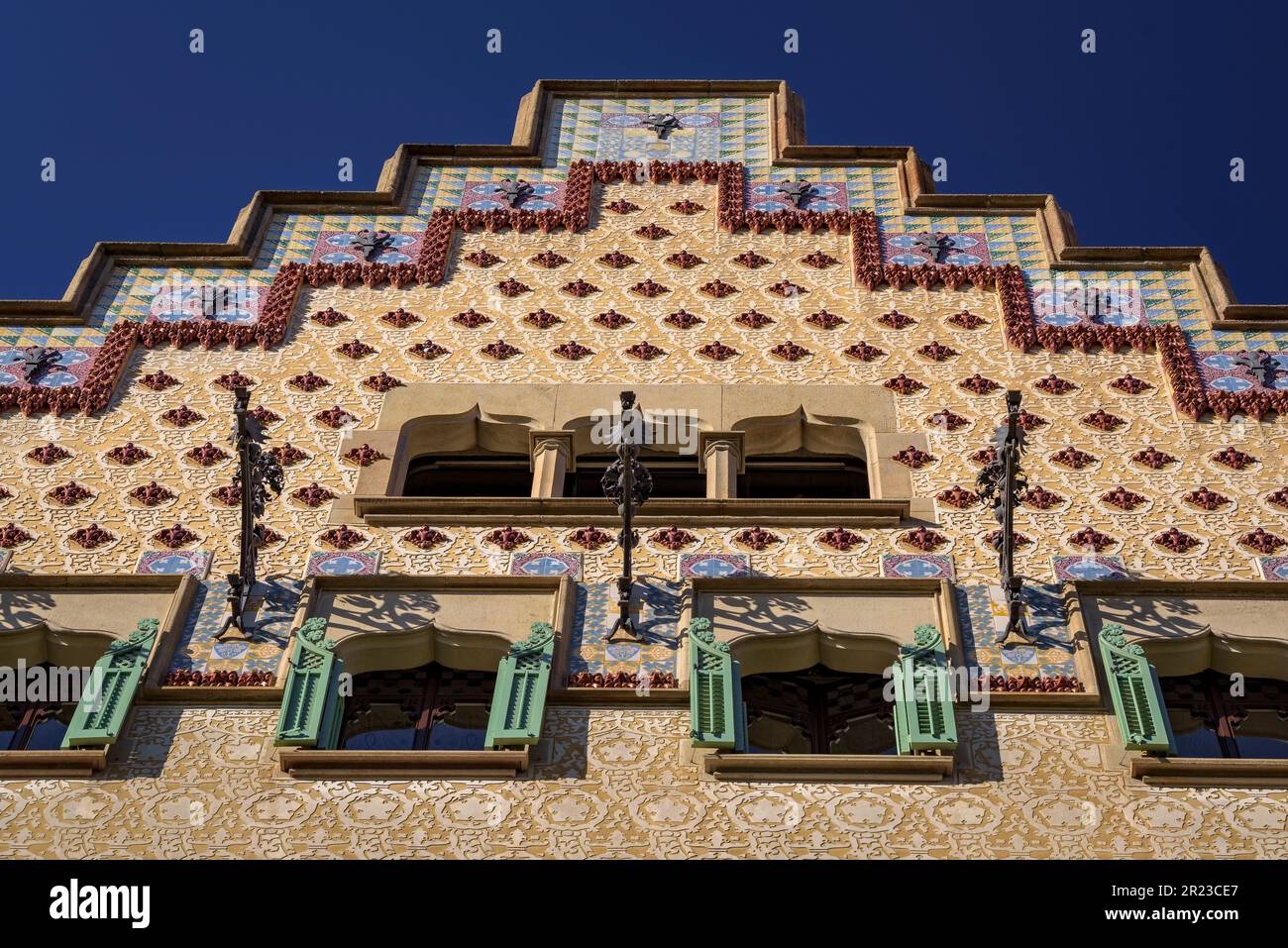 Facade of the Casa Amatller house, a masterpiece of Josep Puig i Cadafalch in the Passeig de Gracia avenue (Barcelona, Catalonia, Spain) Stock Photo
