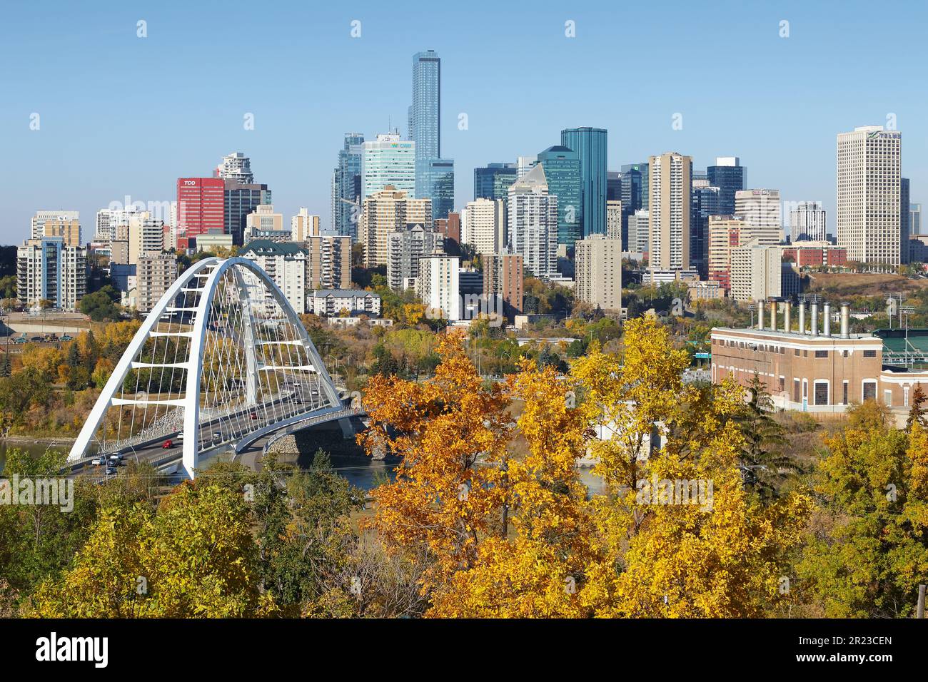 An autumn cityscape of Edmonton, Alberta, Canada. Stock Photo