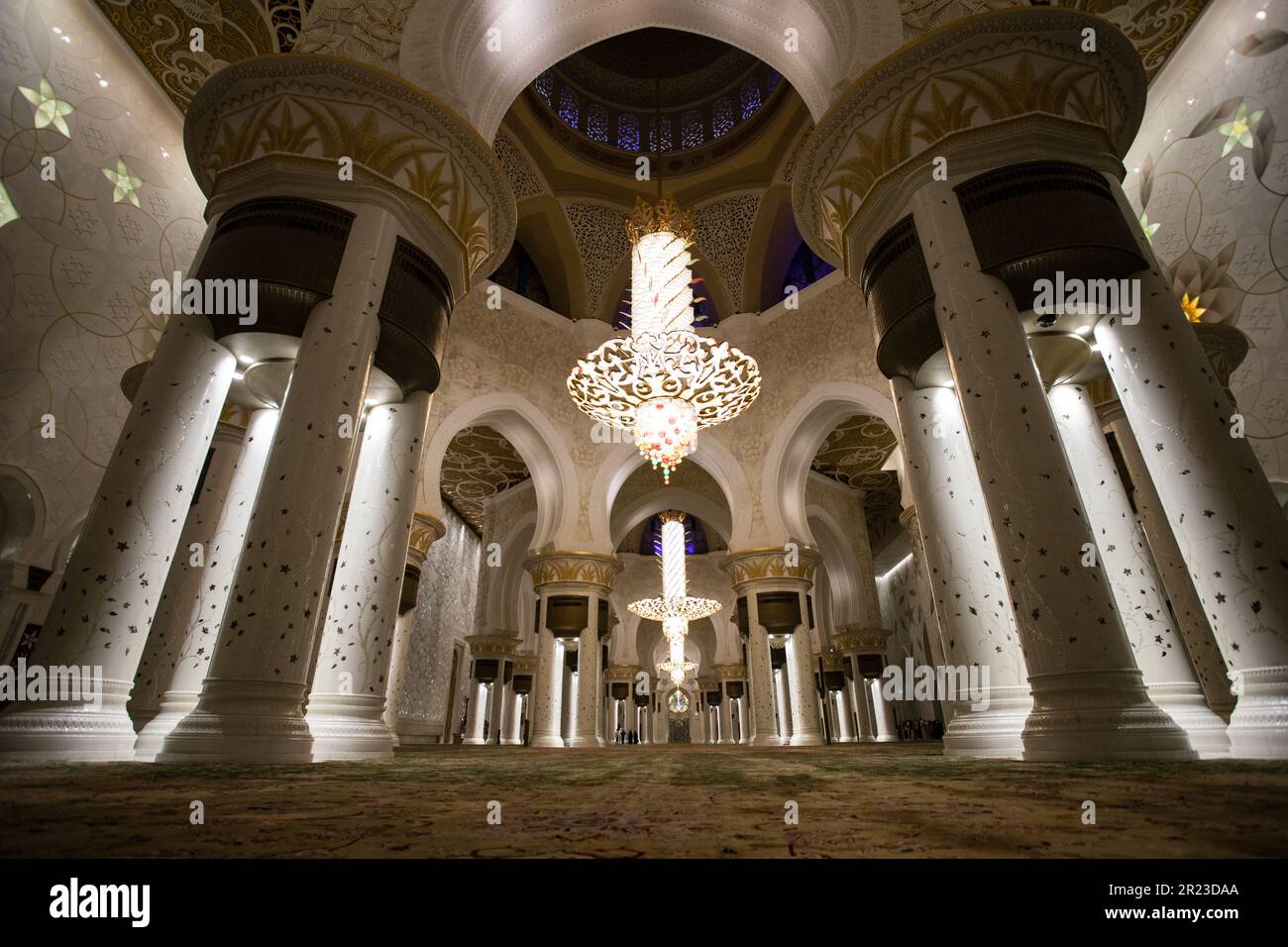 Interior photos of the Shiekh Zayed Grand Mosque in Abu Dhabi Stock Photo